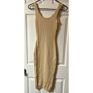 Hera Collection Ribbed Tank Midi Dress in Soft Taupe